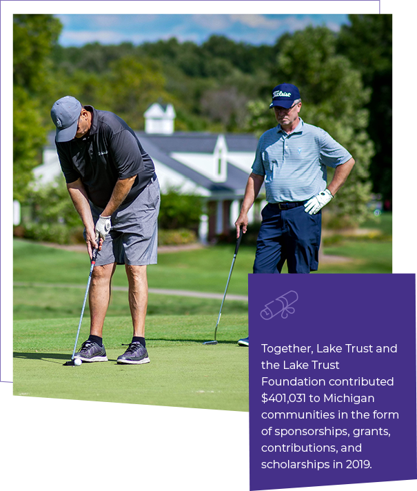 Together, Lake Trust and the Lake Trust Foundation contributed $401,031 to Michigan communities in the form of sponsorships, grants, contributions, and scholarships in 2019.